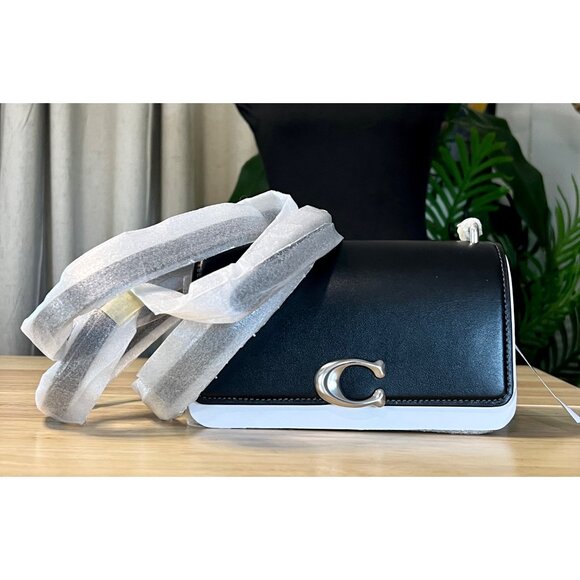 NWT!  Coach Women's Luxe Refined Black Calf Leather Bandit Crossbody - Picture 5 of 10